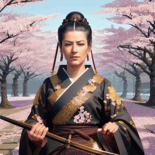 Historical profile picture in the style of Samurai for female
