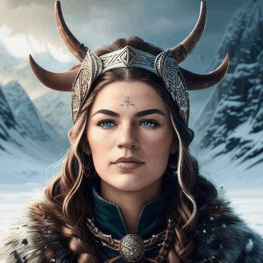 Historical profile picture in the style of Vikinga for female