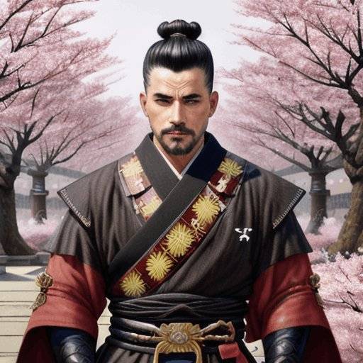 Historical profile picture in the style of Guerrero Samurai for male